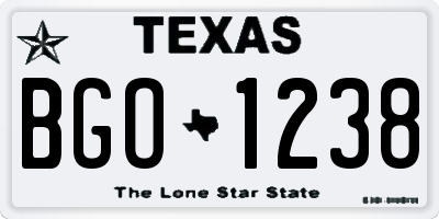 TX license plate BGO1238