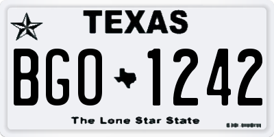 TX license plate BGO1242