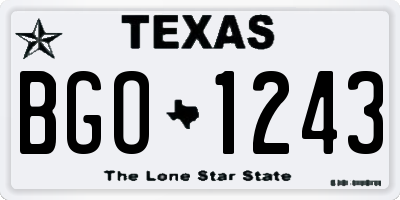 TX license plate BGO1243