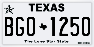 TX license plate BGO1250