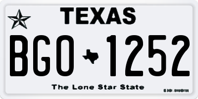 TX license plate BGO1252