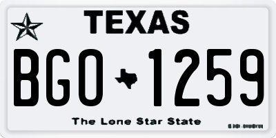 TX license plate BGO1259