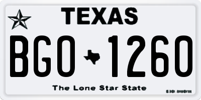 TX license plate BGO1260