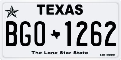 TX license plate BGO1262