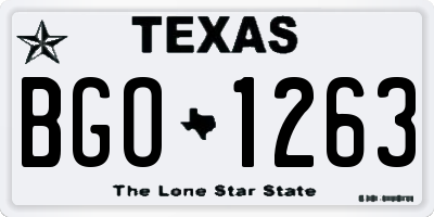 TX license plate BGO1263