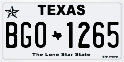 TX license plate BGO1265