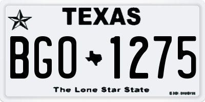 TX license plate BGO1275