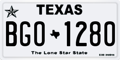 TX license plate BGO1280