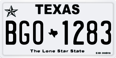 TX license plate BGO1283