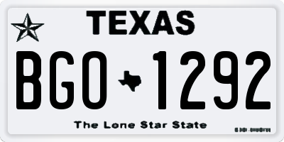 TX license plate BGO1292