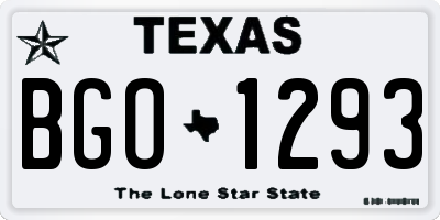 TX license plate BGO1293