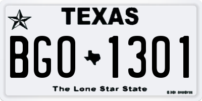 TX license plate BGO1301