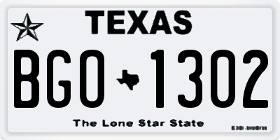 TX license plate BGO1302