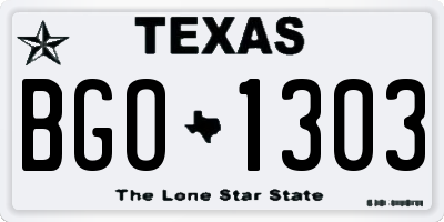 TX license plate BGO1303