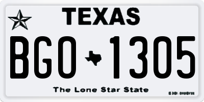TX license plate BGO1305