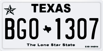 TX license plate BGO1307