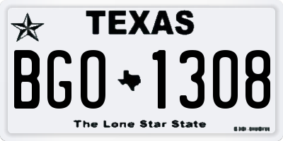 TX license plate BGO1308