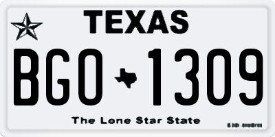 TX license plate BGO1309