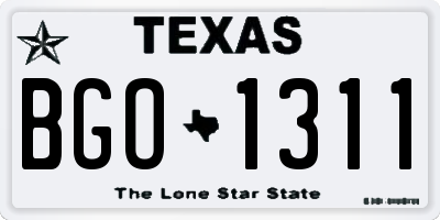 TX license plate BGO1311