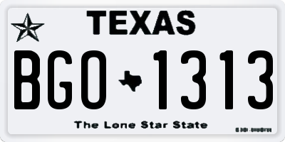TX license plate BGO1313