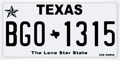 TX license plate BGO1315
