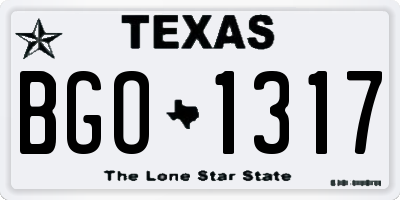 TX license plate BGO1317