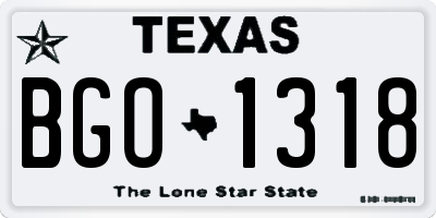 TX license plate BGO1318