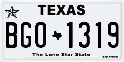 TX license plate BGO1319