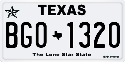 TX license plate BGO1320