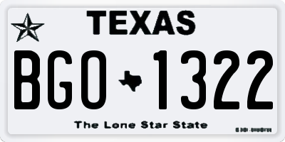 TX license plate BGO1322