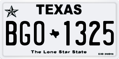 TX license plate BGO1325