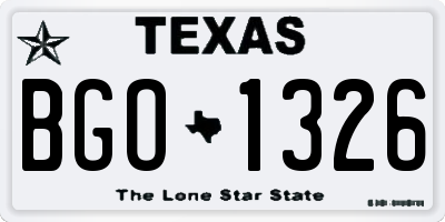 TX license plate BGO1326