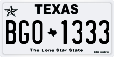 TX license plate BGO1333