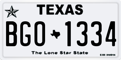 TX license plate BGO1334
