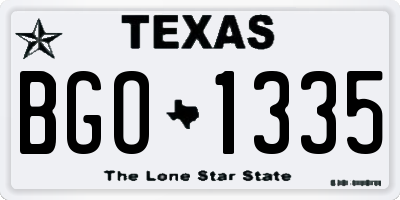 TX license plate BGO1335