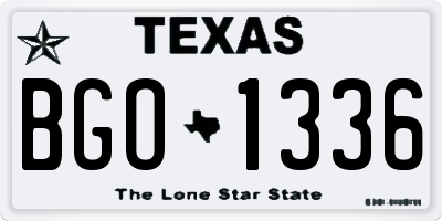 TX license plate BGO1336