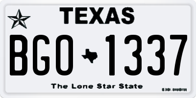 TX license plate BGO1337