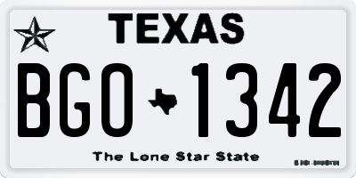 TX license plate BGO1342