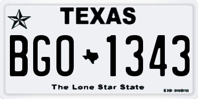 TX license plate BGO1343