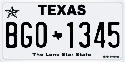 TX license plate BGO1345