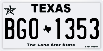 TX license plate BGO1353