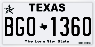 TX license plate BGO1360