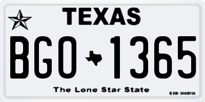 TX license plate BGO1365