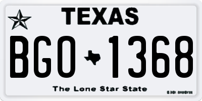 TX license plate BGO1368