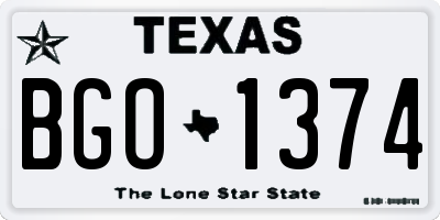 TX license plate BGO1374