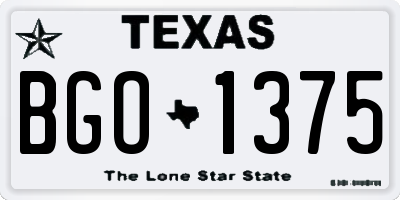 TX license plate BGO1375