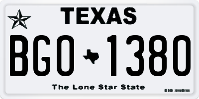 TX license plate BGO1380