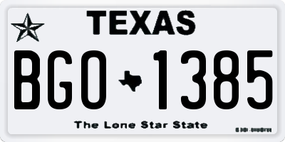 TX license plate BGO1385