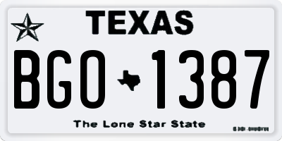 TX license plate BGO1387