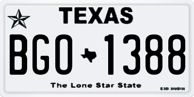 TX license plate BGO1388